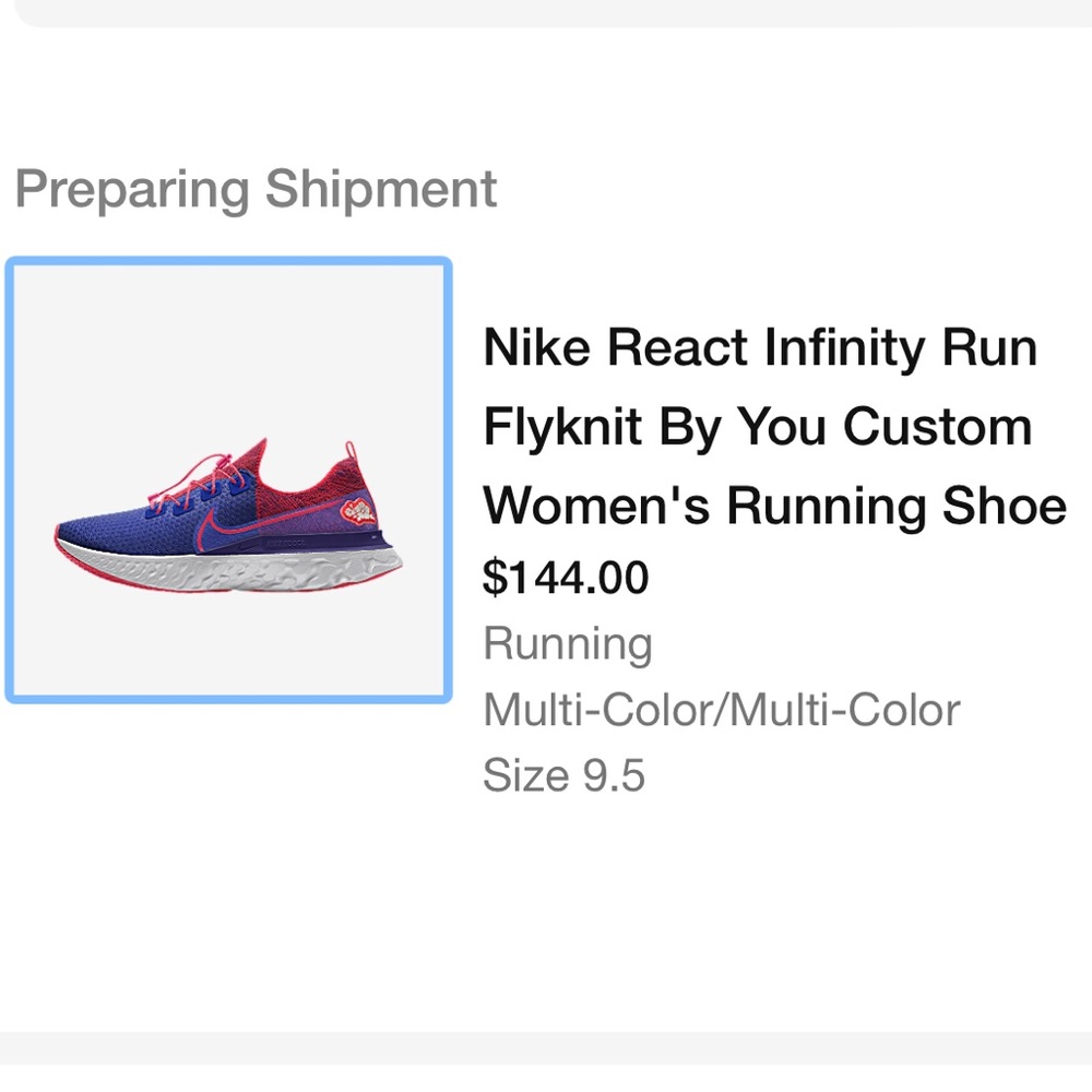 Size 9.5 Custom Nike React Infinity Run Flyknit P… - image 2